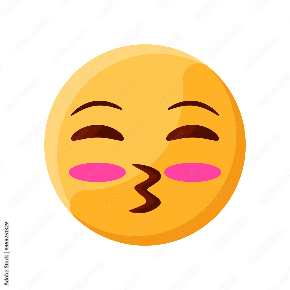 Fototapeta premium Kiss Eyes Closed Face Emoji Illustration Creative Design Vector