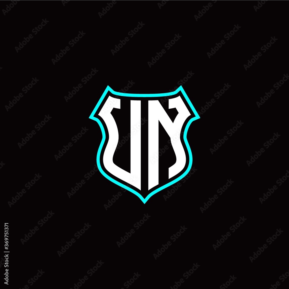 U N initials monogram logo shield designs modern