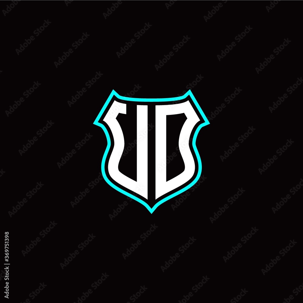U O initials monogram logo shield designs modern