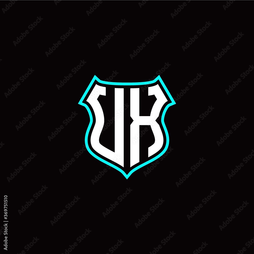 U X initials monogram logo shield designs modern