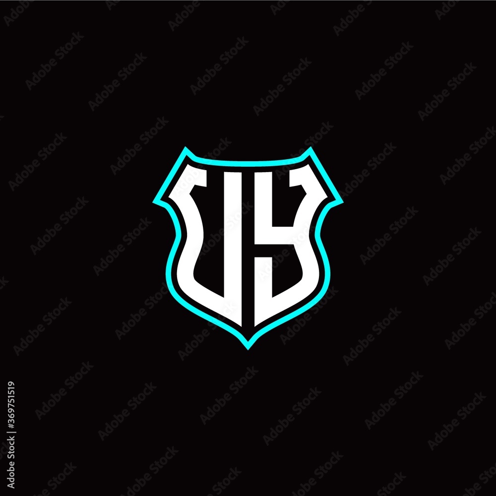 U Y initials monogram logo shield designs modern