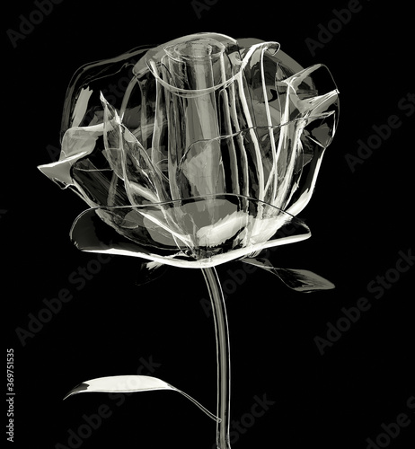 3D rose made of glass