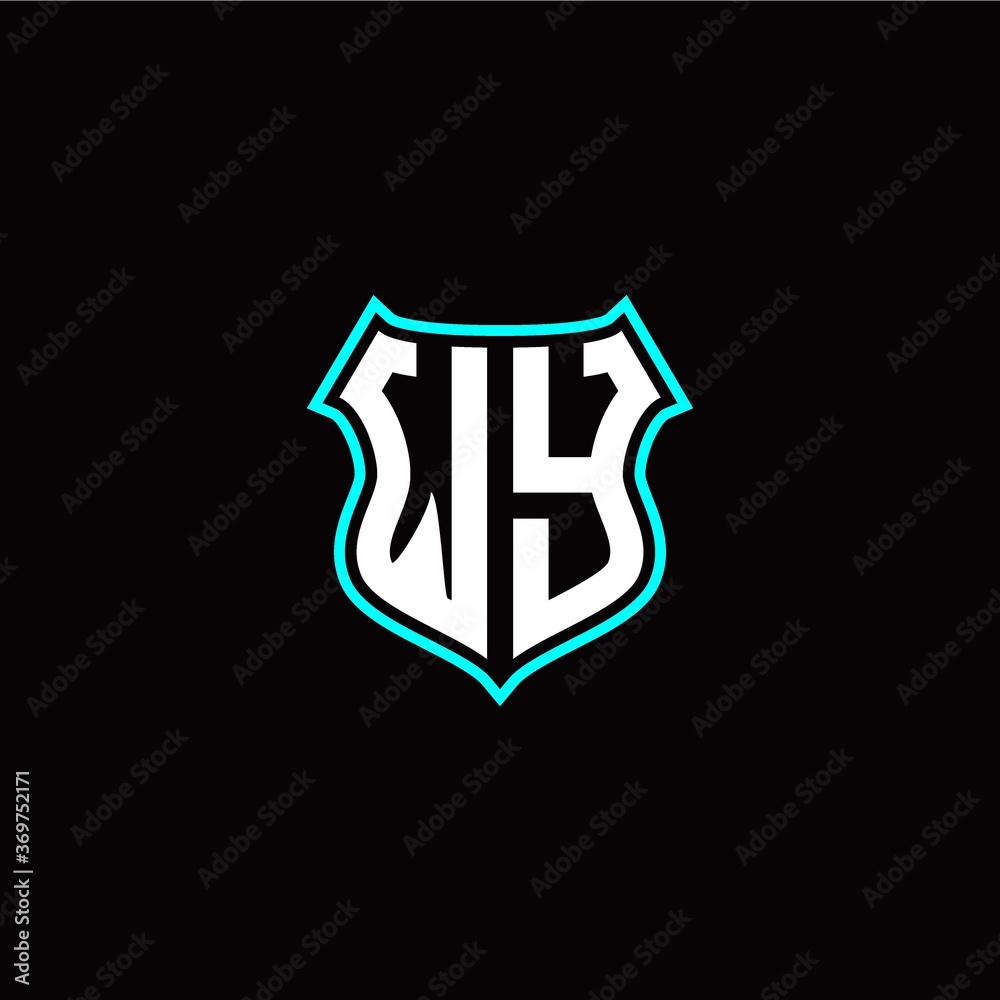 W Y initials monogram logo shield designs modern