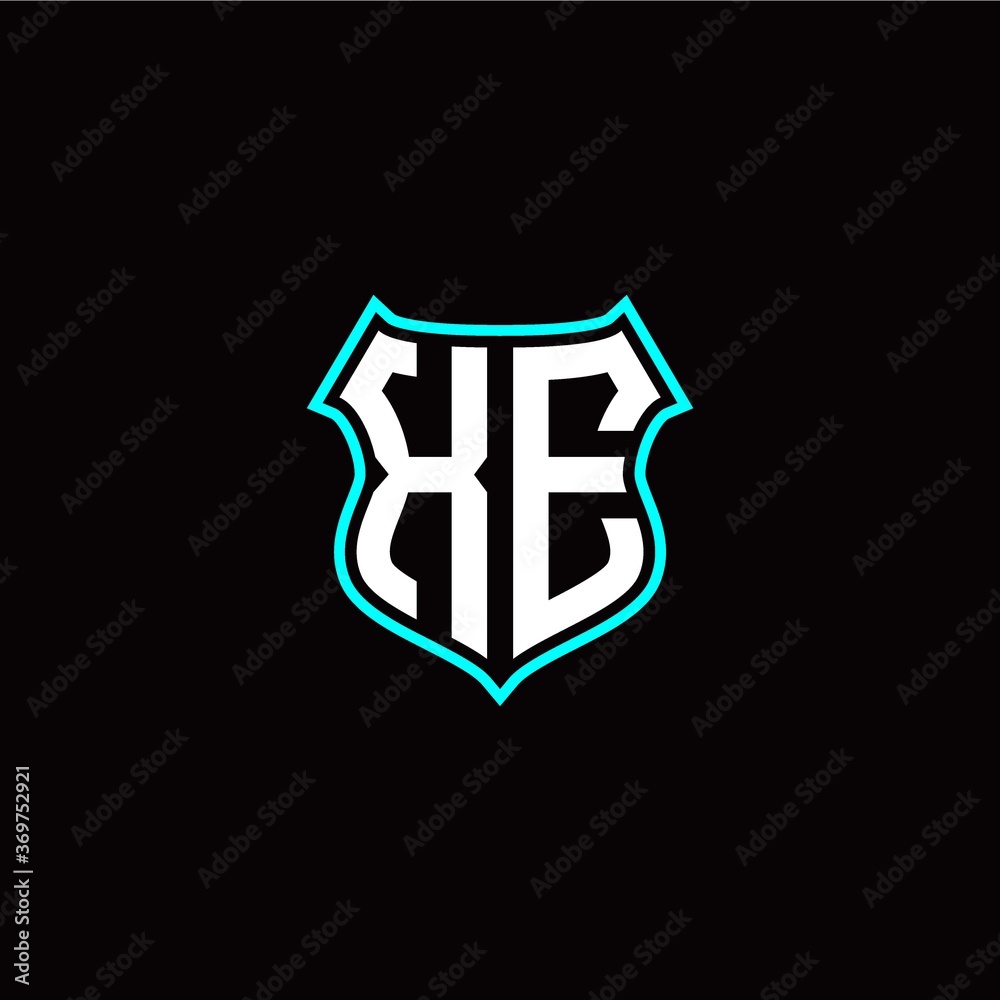 X E initials monogram logo shield designs modern
