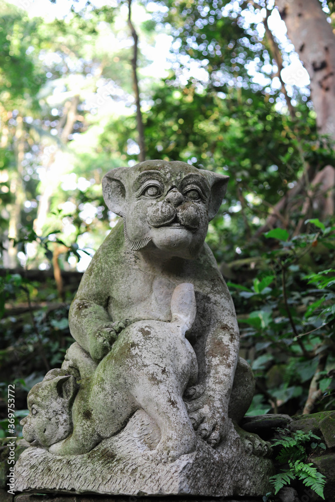 UBUD, BALI, INDONESIA - January 25, 2020 - at sacred monkey forest Ubud Bali Indonesia