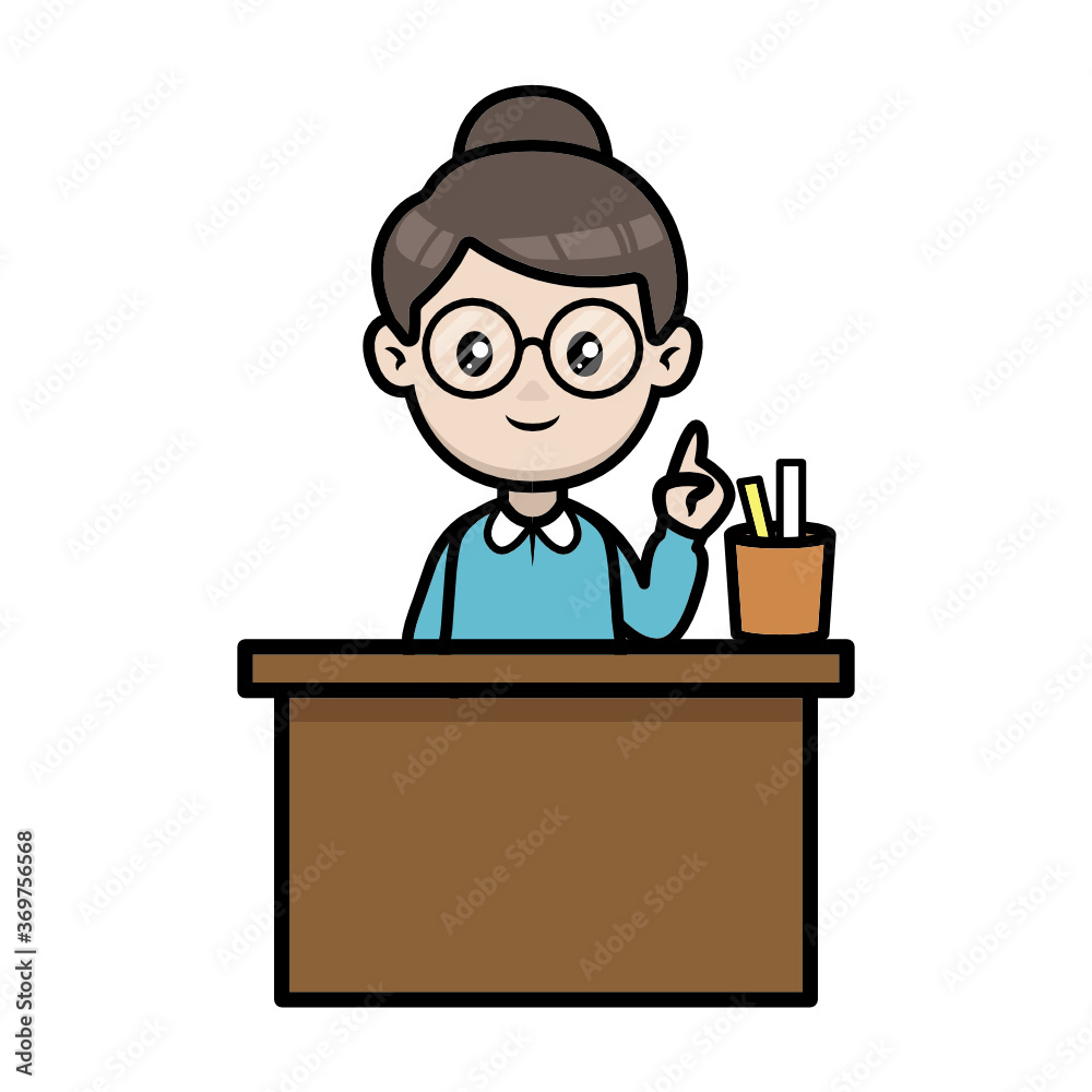 Happy teacher day, cute female teacher mascot design illustration Happy teacher day, cute female teacher mascot design illustration