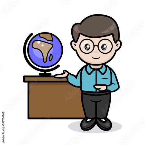 Cute male teacher, happy teacher day mascot design illustration