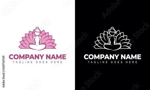 Ilustration vector graphic of Lotus flower logo with human silhouette