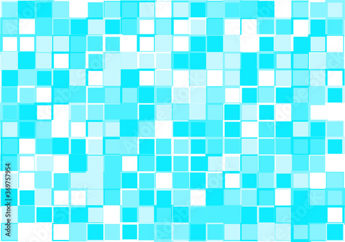 Mosaic from vector squares with trendy blue and white colors and different sized borders in shades of blue for web, cover, wrapping paper, art, etc. backgrounds