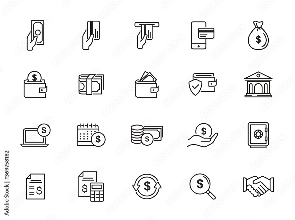 minimal banking line icon set minimal banking line icon set