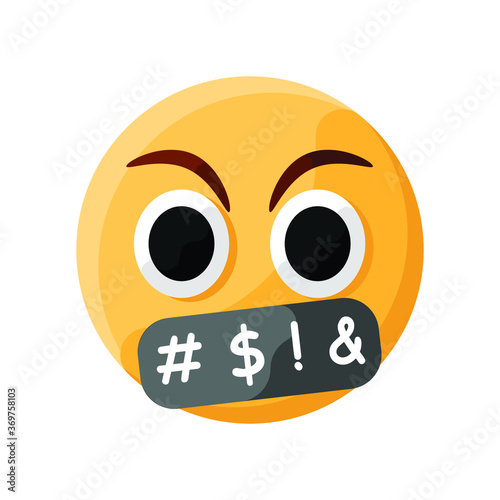 Cursing Bad Words Face Emoji Illustration Creative Design Vector