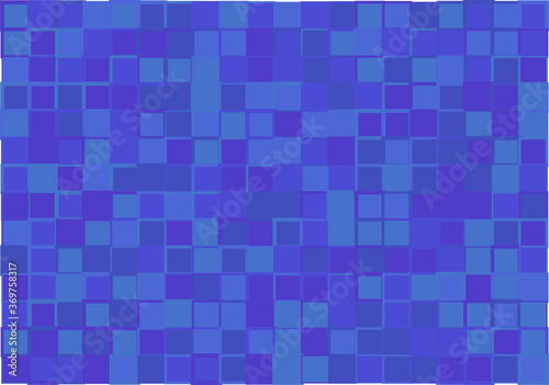 Mosaic from vector squares with trendy blue colors and different sized borders in shades of blue for web, cover, wrapping paper, art, etc. backgrounds