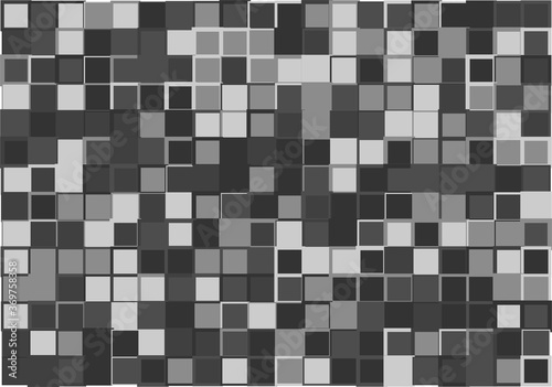 Mosaic from vector squares with trendy black and white colors and different sized borders in shades of gray for web, cover, wrapping paper, art, etc. backgrounds
