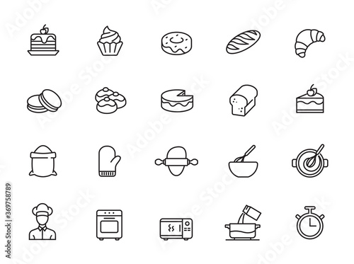 minimal bakery line icon set