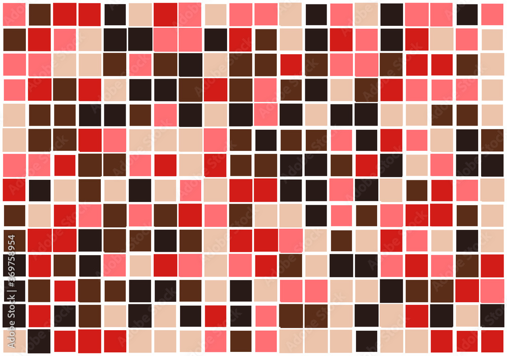 Fototapeta premium Mosaic from vector squares with trendy red and pink colors and different sized borders in shades of pink for web, cover, wrapping paper, art, etc. backgrounds