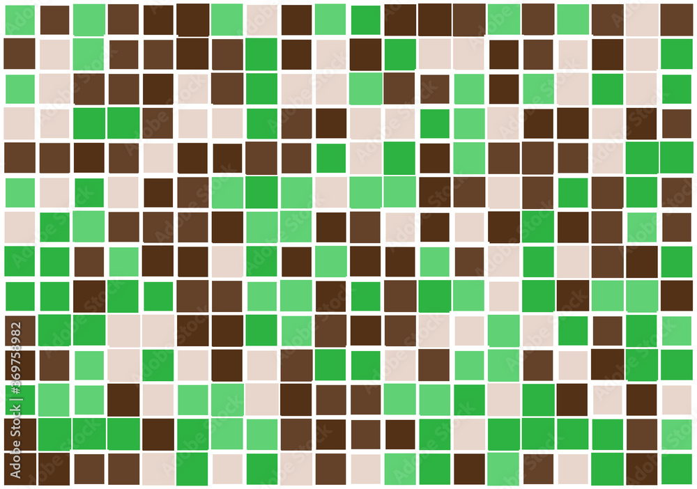 Mosaic from vector squares with trendy brown and green colors and different sized borders in shades of green for web, cover, wrapping paper, art, etc. backgrounds Mosaic from vector squares with trendy brown and green colors and different sized borders in shades of green for web, cover, wrapping paper, art, etc. backgrounds