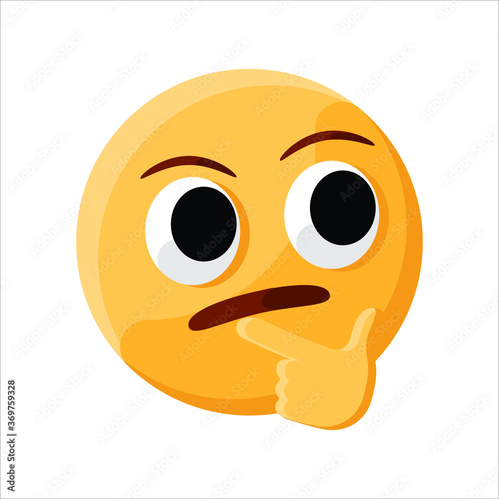 Fototapeta premium Thinking Wondering Face Emoji Illustration Creative Design Vector