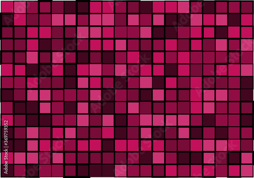 Mosaic from vector squares with trendy pink colors and different sized borders in shades of pink for web, cover, wrapping paper, art, etc. backgrounds