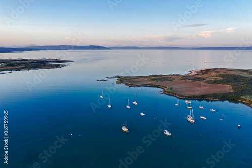 An aerial shot of Kuje lagoon, Liznjan, Istria, Croatia © burnel11