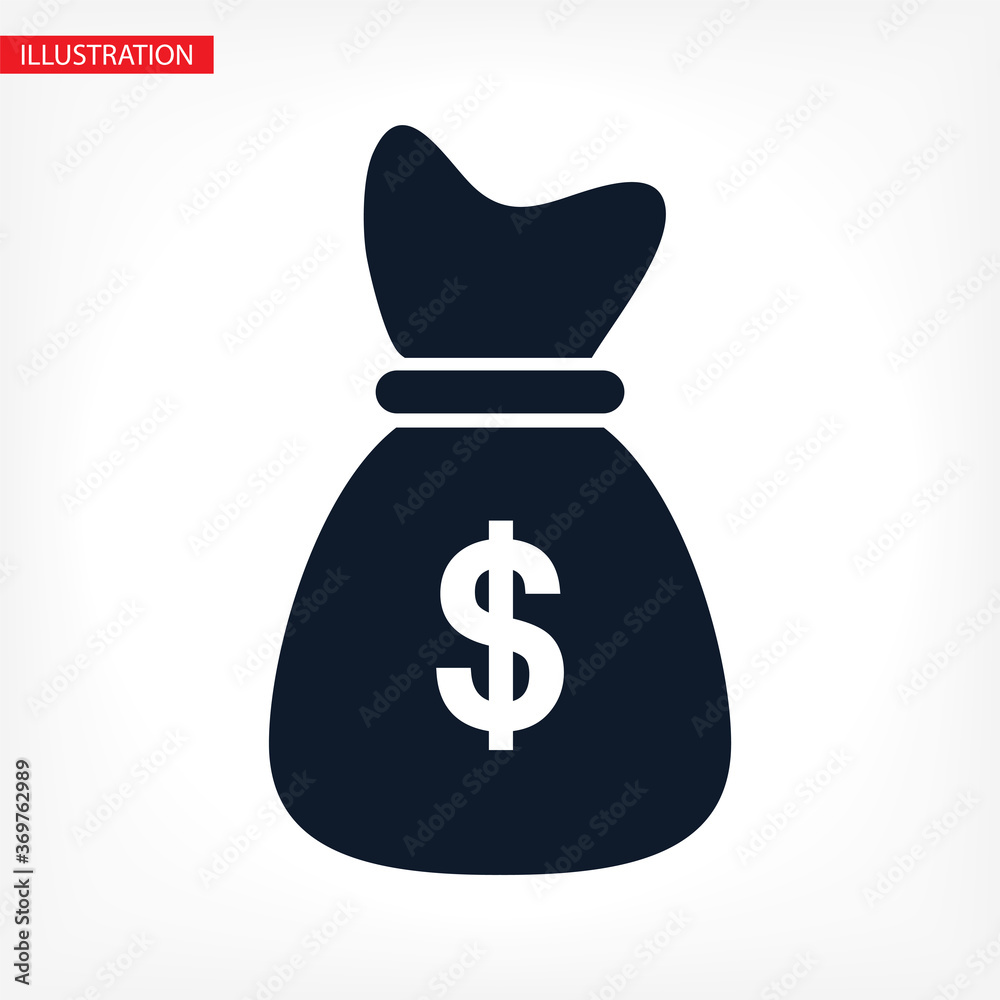 Money bag icon. lorem ipsum Flat Design JPG