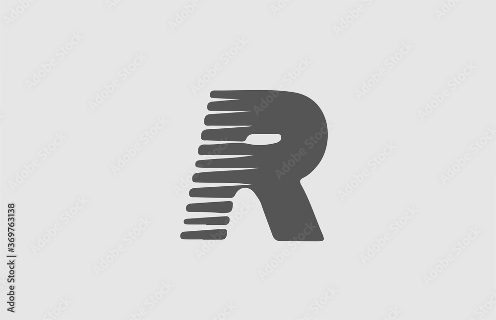 R grey alphabet letter logo icon. Line design for business and company R grey alphabet letter logo icon. Line design for business and company