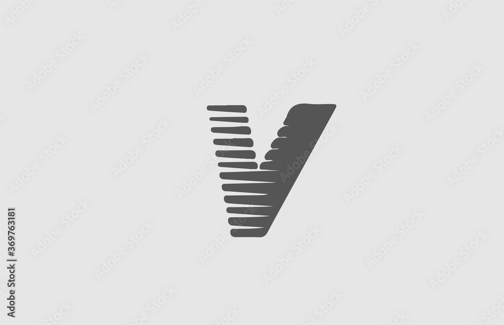 V grey alphabet letter logo icon. Line design for business and company V grey alphabet letter logo icon. Line design for business and company