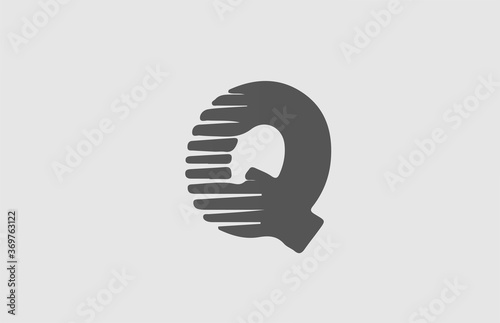 Q grey alphabet letter logo icon. Line design for business and company