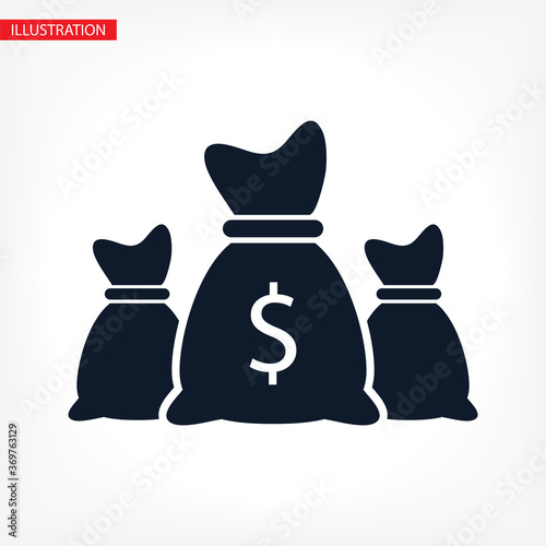 Money bag icon. lorem ipsum Flat Design JPG