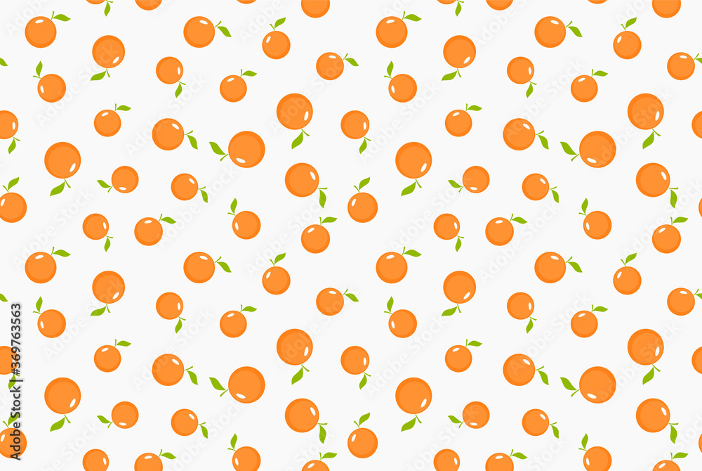 Vector illustration of a seamless pattern with ripe oranges on a light background.