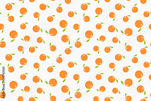 Fototapeta Naklejka Na Ścianę i Meble -  Vector illustration of a seamless pattern with ripe oranges on a light background.