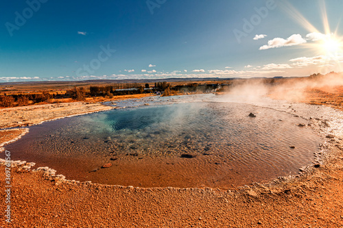 a hot source on iceland in summer photo