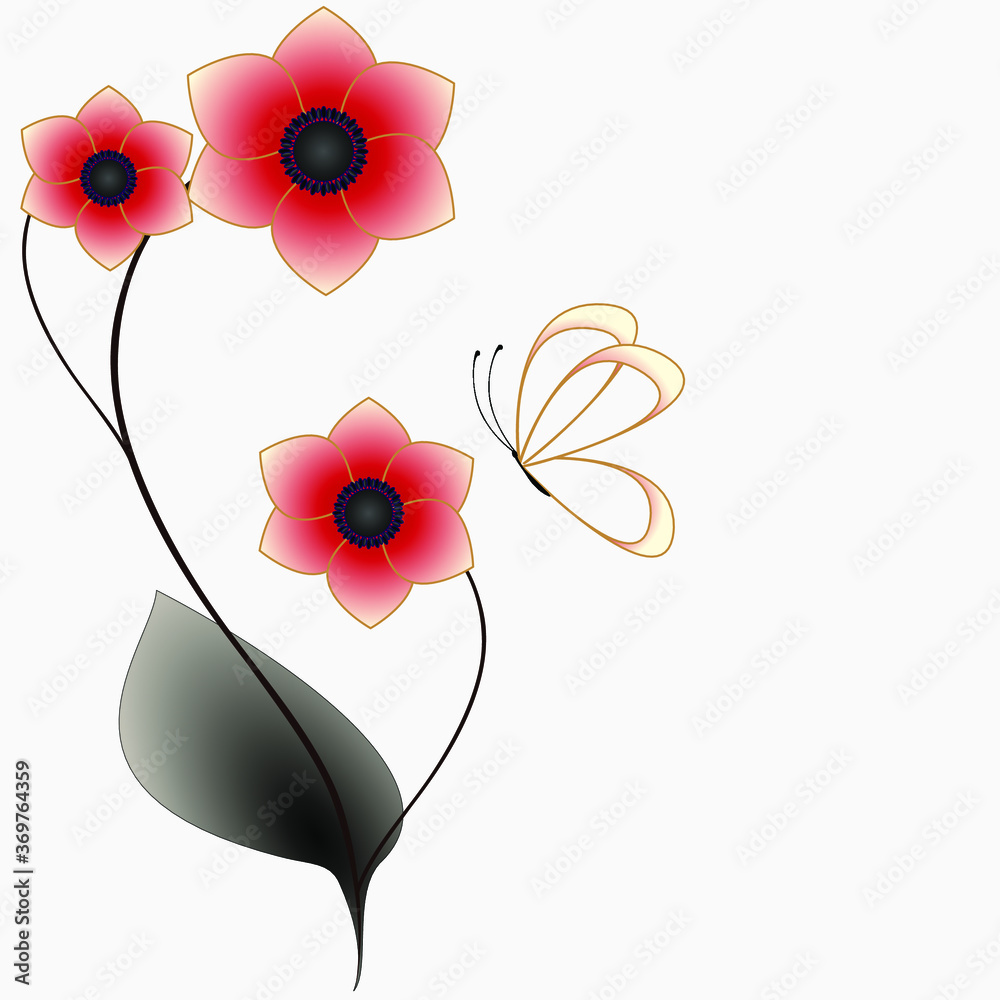 Obraz Floral abstract background with butterfly.