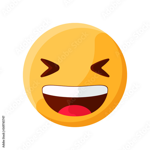 Laughing Happy Fun Eyes Closed Laughter Face Emoji Flat Icon Illustration Creative Stylish Design Vector