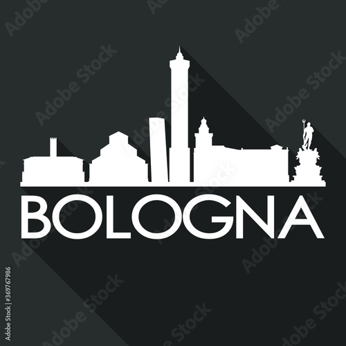 Bologna Flat Icon Skyline Silhouette Design City Vector Art Famous Buildings.