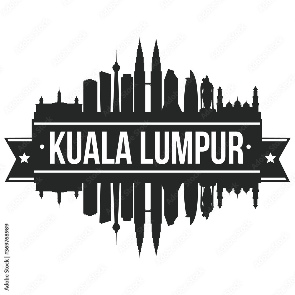 Kuala Lumpur Skyline Stamp Silhouette City Vector Design Art Landmark.