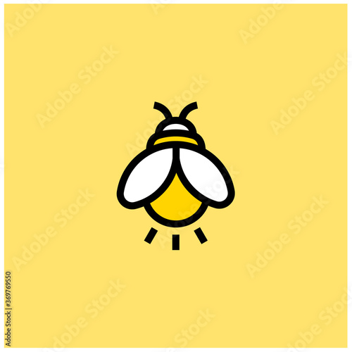 Firefly insect with electric light bulb lamp logo design