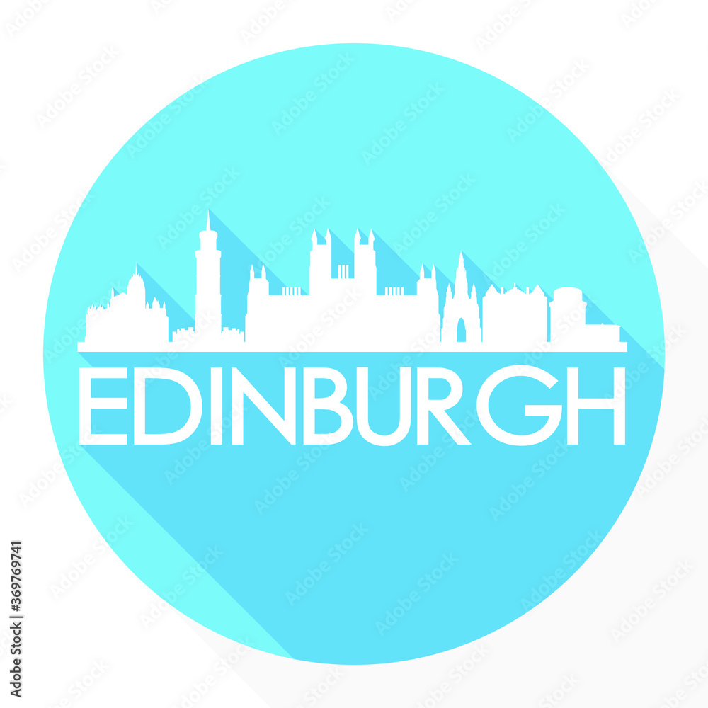 Edinburgh Scotland United Kingdom Europe Flat Icon Skyline Silhouette Design City Vector Art Famous Buildings.