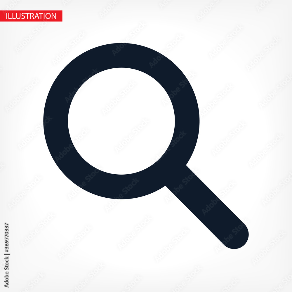 Magnifying glass vector icon or search icon, flat vector icon graphics on isolated vector icon background. Magnifying glass vector icon or search icon, flat vector icon graphics on isolated vector icon background.