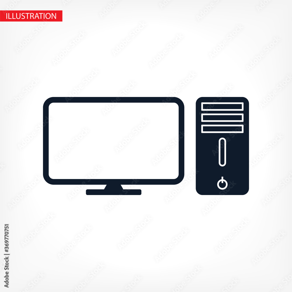 PC Icon Vector. Simple flaticon. Perfect black pictogram illustration on a white background. PC Icon Vector. Simple flaticon. Perfect black pictogram illustration on a white background.