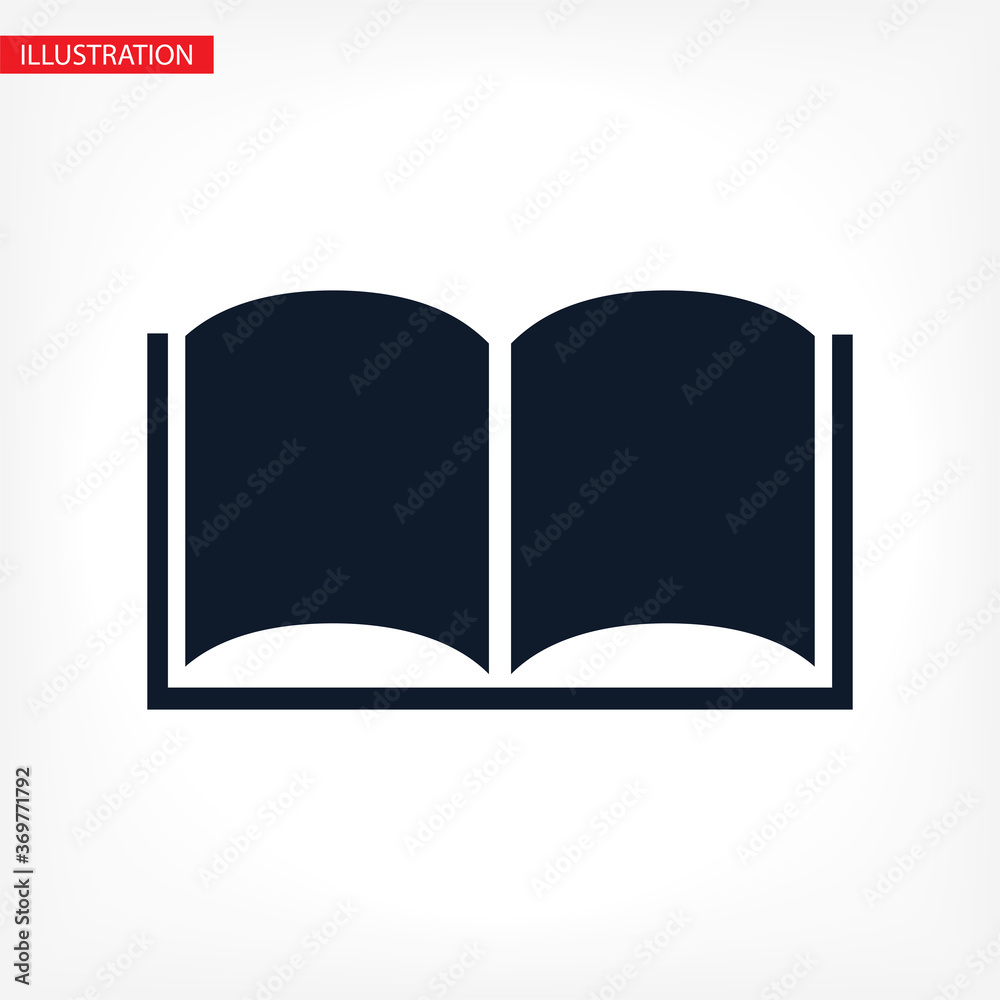 Black open book with text icon. vector icon be used as logo for bookstore or shop, vector icon library, educational or learning concept etc.vector icon