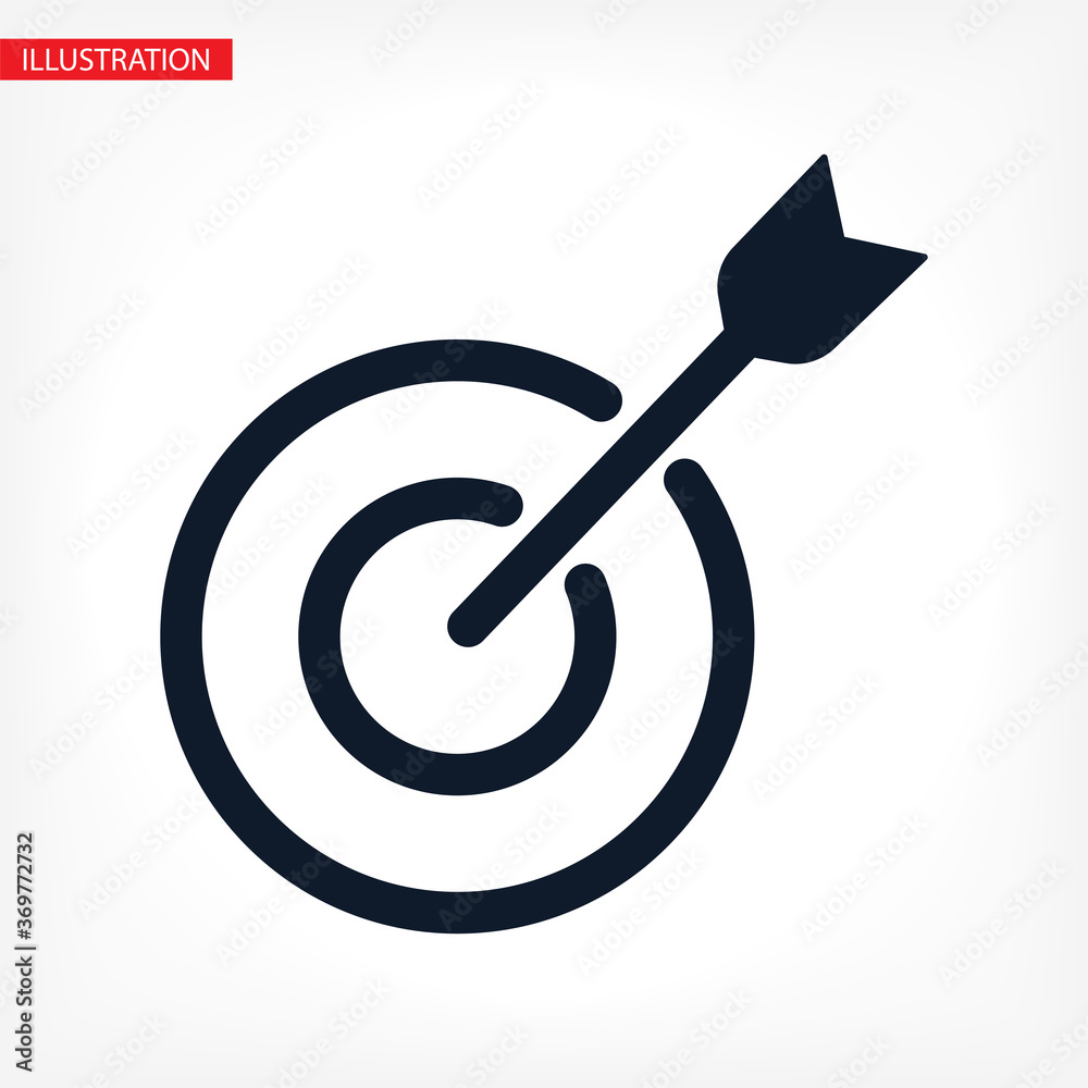 Target with an arrow flat icon concept market goal vector picture image. Concept target market, audience, group, consumer. Bullseye or goal Isolated sign Target with an arrow flat icon concept market goal vector picture image. Concept target market, audience, group, consumer. Bullseye or goal Isolated sign