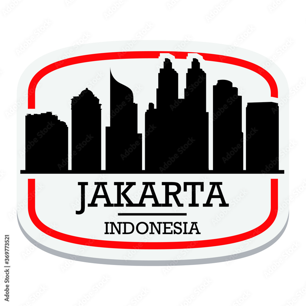 Jakarta Indonesia Label Stamp Icon Skyline City Design Tourism. Jakarta Indonesia Label Stamp Icon Skyline City Design Tourism.
