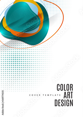 Smooth abstract intersecting shapes. Colorful advertising banner for sale. Seasonal discounts. Template with copy space for marketing. Vector