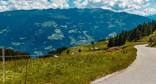 Beautiful alpine view at the famous Zillertaler Hoehenstrasse, Ried, Zillertal, Tyrol, Austria photo