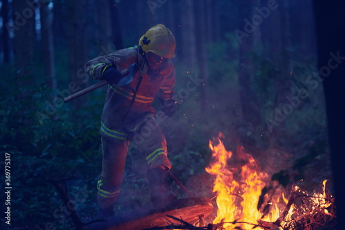firefighter in action
