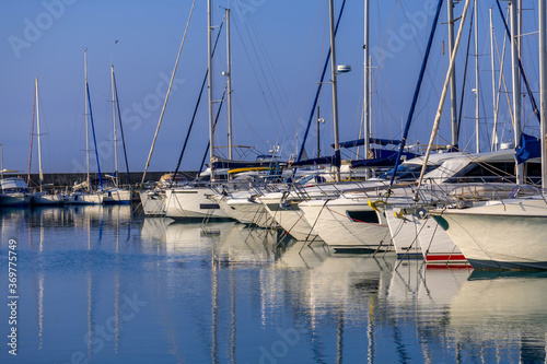 Yacht club in the morning. Mediterranean coast. Hight quality photo