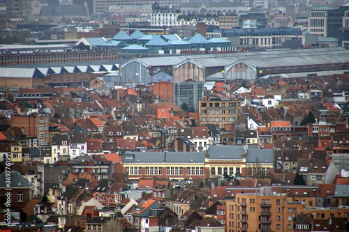 view of some parts of Brussels Belgium seen from the Atomium tower.