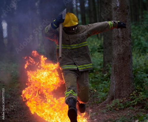 firefighter in action