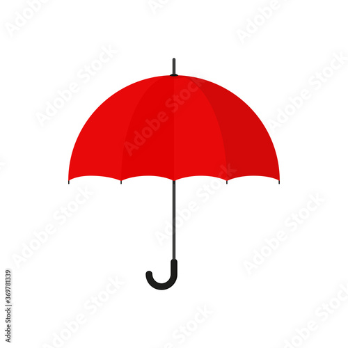 Red open umbrella-cane. Vector stock flat icon isolated on a white background.