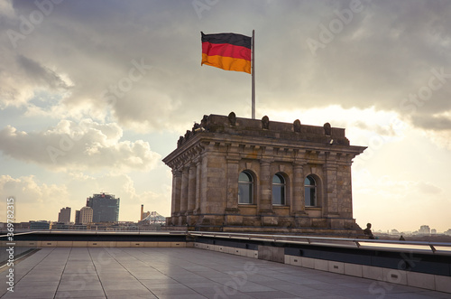 Germany. Berlin. German flag in Berlin. February 16, 2018 photo